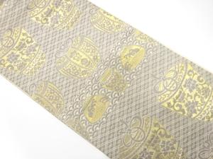 仕覆に花唐草模様織り出し　袋帯